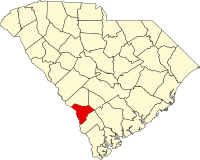 Locatie van Allendale County in South Carolina