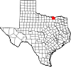 Mapa del estado que destaca el condado de Grayson