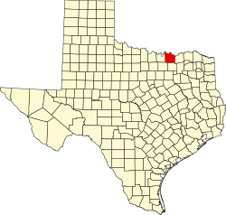 map of Texas highlighting Grayson County