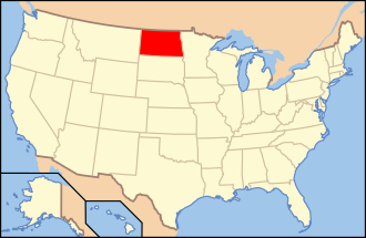 Location of the state of North Dakota in the United States of America Map of USA ND.svg