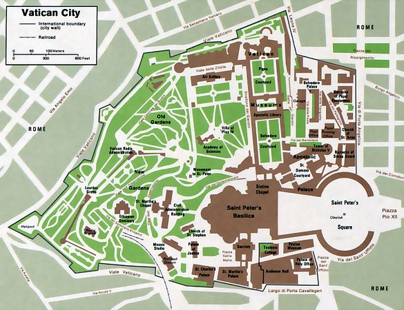 1.Mapa en mapa de bits de Ciudad del Vaticano, liberada por The Library of Congress (EUA)