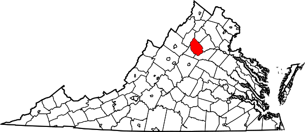 Map of Virginia highlighting Madison County