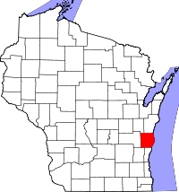 シボイガン郡の位置を示したウィスコンシン州の地図