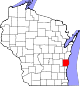 Map of Wisconsin highlighting Sheboygan County.svg