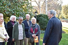 Congressman Mark DeSaulnier visiting with residents of Rossmoor in 2020. Mark DeSaulnier visits Rossmoor, Walnut Creek, California (February 20, 2020) 03.jpg