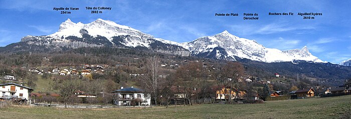 Massif du Faucigny : plateau d'Assy, et chaîne des Fiz vus depuis Passy.