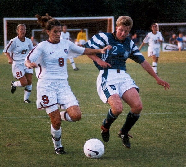 Hamm during a match against Germany, 1997