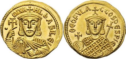 Solidus of Michael I and his son Staurakios