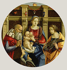 Madonna and Child with a Male Saint, Catherine of Alexandria and a Donor
