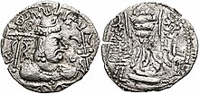 Mihirakula used the Indian Gupta script on his coinage. Obv: Bust of king, with legend in Gupta script (), (Ja)yatu Mihirakula ("Let there be victory to Mihirakula"). Mihirakula of the Alchon Huns.jpg