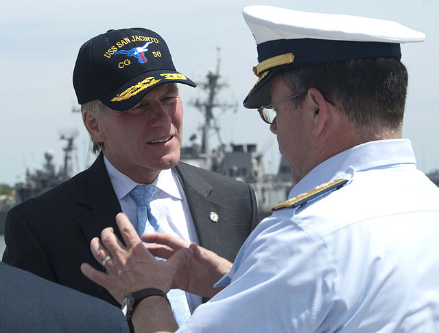 Gov. McDonnell speaks with a U.S. Coast Guard after a military appreciation proclamation ceremony