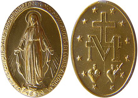 The Sacred Heart crowned with thorns, appearing on the Miraculous Medal