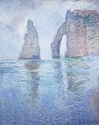 The Rock Needle and the Porte d'Aval seen from the West Monet w1042.jpg