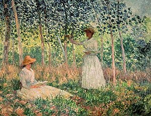 Моне читающая. Клод Моне Сюзанна. Сюзанна Ошеде картины. Claude Monet Blanche Monet peignant. Клод Моне в лесу Живерни Ошеде за мольбертом.