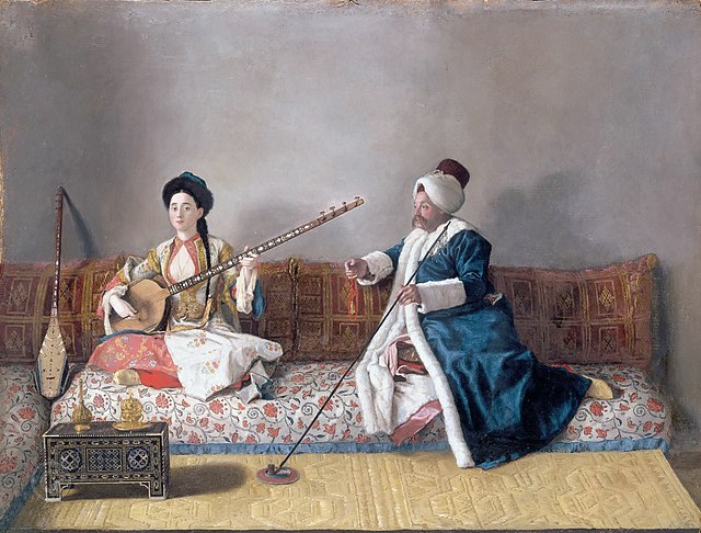 1740, painter Jean-Étienne Liotard. Europeans dressed up in traditional "Tartar" costume.