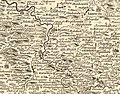 Čeština: Posázaví mezi Ratajemi a Kácovem na Müllerově mapě Čech z roku 1720, detail mapového listu č. 13.