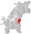 Meråker markert med rødt på fylkeskartet