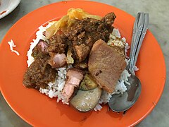 Nasi Campur, commonly consumed by the Chinese community in the Riau Islands