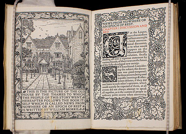 William Morris, News from Nowhere: Or, an Epoch of Rest (London, Kelmscott Press, 1892); Pequot Library Special Collections