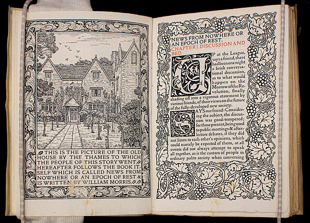 William Morris, News from Nowhere: Or, an Epoch of Rest (London, Kelmscott Press, 1892); Pequot Library Special Collections