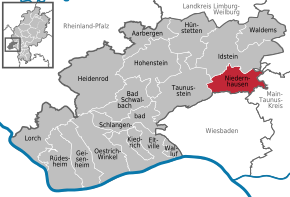 Poziția Niedernhausen pe harta districtului Rheingau-Taunus-Kreis