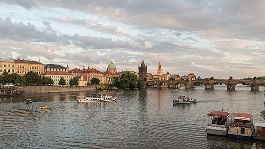 A north view of Charles Bridge from Mánesův most, Prague