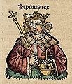 Pipìno o Brêve (714-24 seténbre 768), inte Crònache de Norimberga, 1493, f. 168v