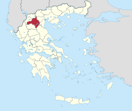 Locatie van het departement Kozani