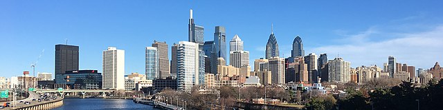 Image: Philadelphia skyline from South Street Bridge January 2020 (rotate 2 degrees perspective correction crop 4 1)