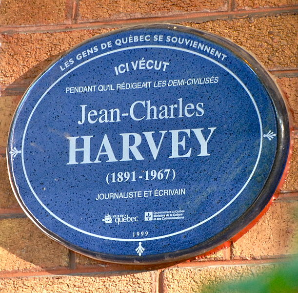 File:Plaque Jean-Charles Harvey à Québec.jpg