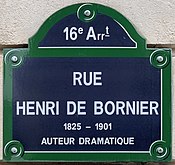 Plaque Rue Henri Bornier - Paris XVI (FR75) - 2021-08-18 - 1.jpg