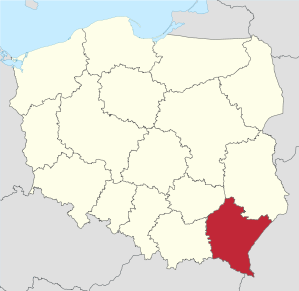 Lage der Woiwodschaft Karpatenvorland in Polen