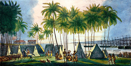 Port of Honolulu, as seen by German-Russian artist Louis Choris in 1816
