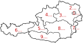 Karte der Postleitzahlregionen in Österreich
