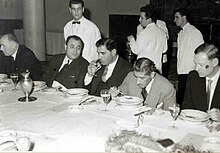 Prof. Haddara at a dinner held by the UNESCO's Director-General Rene Maheu (on his right) in Beirut. 01-02-1960 — in Beirut, Beyrouth..jpg