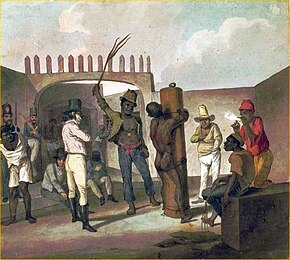 Punishing slaves at Calabouco, in Rio de Janeiro, c. 1822