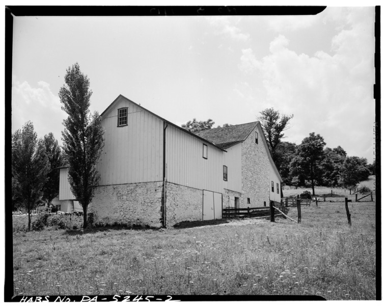 File:REAR VIEW - Barn, State Route 41 (West Vincent Township), Cochranville, Chester County, PA HABS PA,15-SAMAC,1A-2.tif