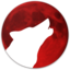 Logo untuk Bulan Merah lunak. Ini berisi bulan merah dengan putih siluet lolongan serigala.