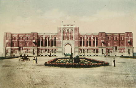 An illustration of the Administration Building of Rice University in 1913