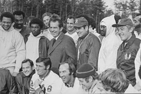 George Allen and members of the 1971 team with President Richard Nixon, two days before Thanksgiving. Richard M. Nixon meeting with the Washington Redskins football team. - NARA - 194738.jpg