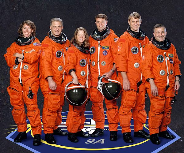 (L-R): Sandra H. Magnus, David A. Wolf, Pamela A. Melroy, Jeffrey S. Ashby, Piers J. Sellers and Fyodor YurchikhinSpace Shuttle program← STS-111STS-11