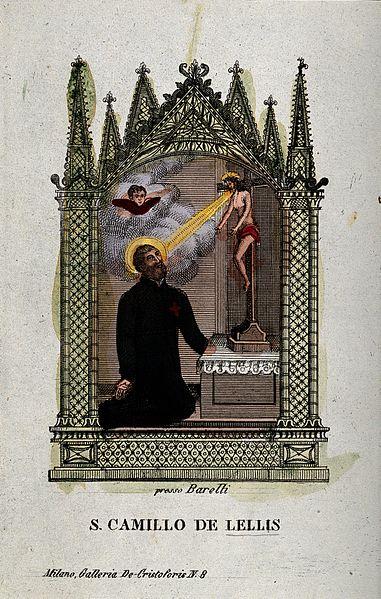 File:Saint Camillus de Lellis. Coloured engraving. Wellcome V0031775.jpg