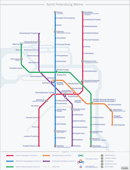 Schéma sítě petrohradského metra