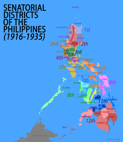 Map of the senatorial districts. Senatorial Districts of the Philippines.png