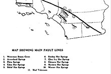 Geothermal features of San Bernardino, Riverside, Imperial, San Diego counties, with underlying fault lines, 1919 Springs of San Bernardino, Riverside, Imperial, San Diego Counties and fault lines, 1919.jpg