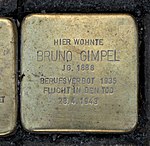 Pedra de tropeço para Bruno Gimpel, Mendelssohnstraße 10, Dresden.JPG