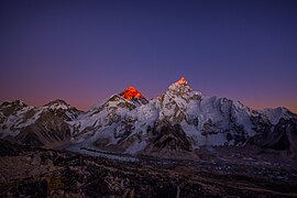 Mountains at sunset in Nepal - Mount Everest