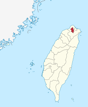 Map of Taiwan, position of Taipei highlighted