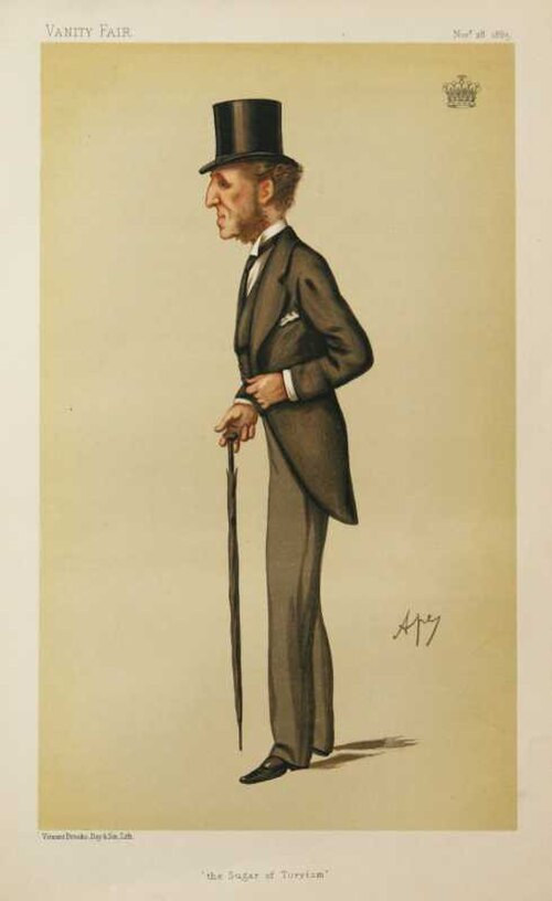 The Earl of Harrowby caricatured by Ape (Carlo Pellegrini) in 1885.