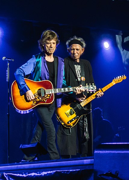 Jagger (left) and Richards (right) performing with the Rolling Stones in Stockholm, Sweden, during the No Filter Tour in 2017